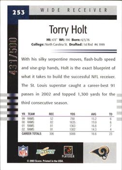 2003 Score - Scorecard #253 Torry Holt Back