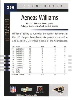 2003 Score - Scorecard #256 Aeneas Williams Back