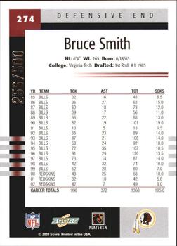 2003 Score - Scorecard #274 Bruce Smith Back