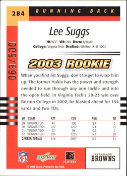 2003 Score - Scorecard #284 Lee Suggs Back