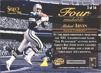 1996 Select - Four-midable #2 Michael Irvin Back