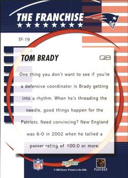 2003 Score - The Franchise #TF-19 Tom Brady Back