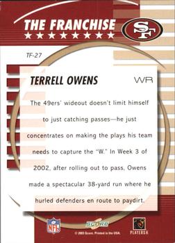 2003 Score - The Franchise #TF-27 Terrell Owens Back