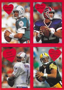 1995 Cleo Quarterback Club Valentines - 4-Card Panels #NNO Dan Marino / Jim Kelly / Warren Moon / Brett Favre Front