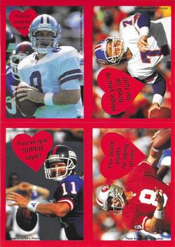 1995 Cleo Quarterback Club Valentines - 4-Card Panels #NNO Troy Aikman / John Elway / Phil Simms / Steve Young Front