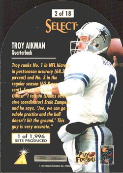 1996 Select - Prime Cut #2 Troy Aikman Back