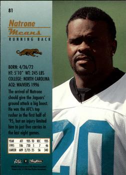 1996 SkyBox Premium #81 Natrone Means Back