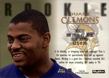1996 SkyBox Premium #185 Duane Clemons Back