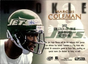 1996 SkyBox Premium #186 Marcus Coleman Back