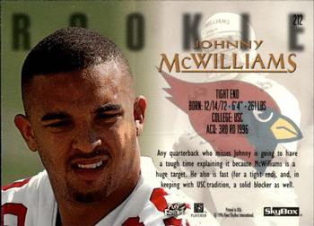 1996 SkyBox Premium #212 Johnny McWilliams Back