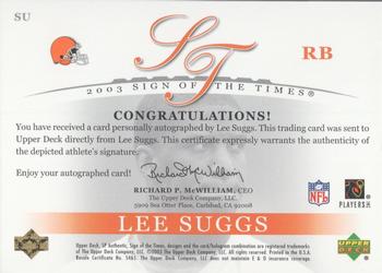 2003 SP Authentic - Sign of the Times #SU Lee Suggs Back
