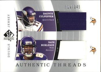 2003 SP Authentic - Authentic Threads Double #DJC-DC/NB Daunte Culpepper / Nate Burleson Front