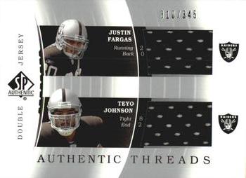 2003 SP Authentic - Authentic Threads Double #DJC-JF/TJ Justin Fargas / Teyo Johnson Front
