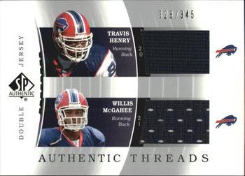 2003 SP Authentic - Authentic Threads Double #DJC-TH/WM Travis Henry / Willis McGahee Front