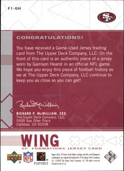2003 SP Game Used - Formations Wing #F1-GH Garrison Hearst Back
