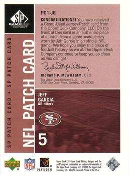 2003 SP Game Used - SP Patches Single #PC1-JG Jeff Garcia Back
