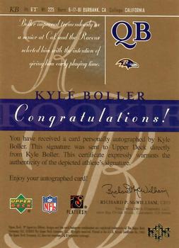 2003 SP Signature Edition - Autographs Blue Ink #KB Kyle Boller Back