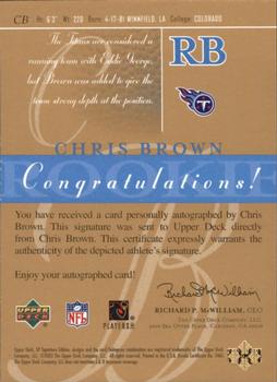 2003 SP Signature Edition - Autographs Blue Ink Numbered #CB Chris Brown Back