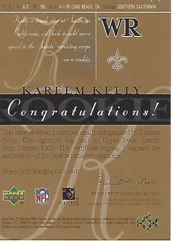 2003 SP Signature Edition - Autographs Red Ink #KA Kareem Kelly Back