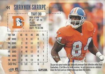 1996 SkyBox Impact #44 Shannon Sharpe Back