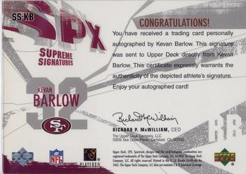 2003 SPx - Supreme Signatures #SS-KB Kevan Barlow Back