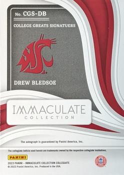 2023 Panini Immaculate Collection Collegiate - College Greats Signatures Platinum #CGS-DB Drew Bledsoe Back