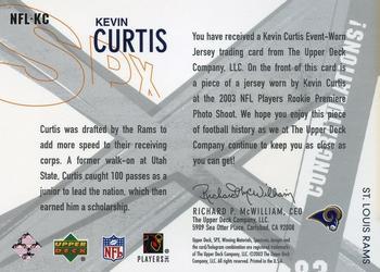 2003 SPx - Winning Materials #NFL-KC Kevin Curtis Back