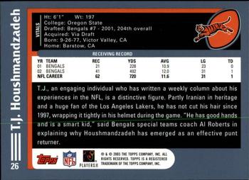 2003 Topps - Topps Collection #26 T.J. Houshmandzadeh Back