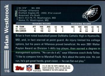 2003 Topps - Topps Collection #116 Brian Westbrook Back