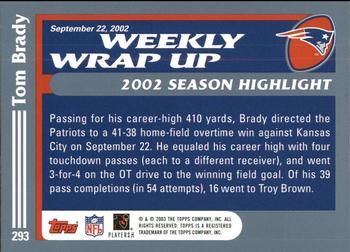 2003 Topps - Topps Collection #293 Tom Brady Back