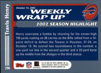 2003 Topps - Topps Collection #296 Travis Henry Back