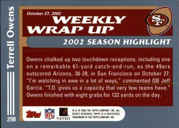 2003 Topps - Topps Collection #298 Terrell Owens Back