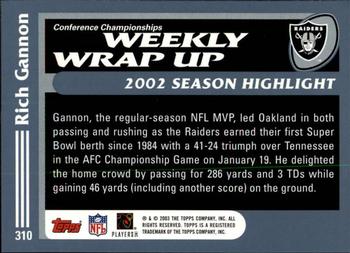 2003 Topps - Topps Collection #310 Rich Gannon Back
