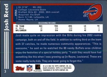 2003 Topps 1st Edition #3 Josh Reed Back
