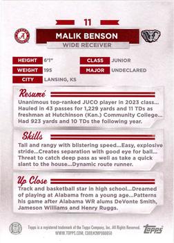 2023 Bowman University Alabama Crimson Tide #11 Malik Benson Back