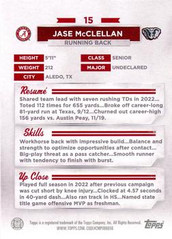 2023 Bowman University Alabama Crimson Tide #15 Jase McClellan Back