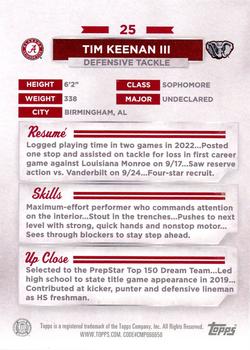 2023 Bowman University Alabama Crimson Tide #25 Tim Keenan III Back
