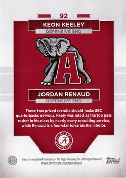 2023 Bowman University Alabama Crimson Tide #92 Keon Keeley / Jordan Renaud Back