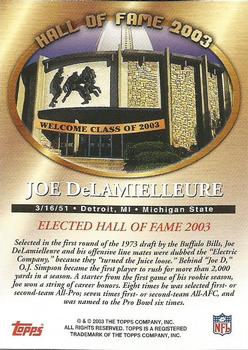 2003 Topps Hall of Fame Class of 2003 #NNO Joe DeLamielleure Back