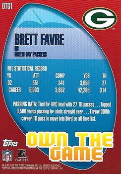 2003 Topps - Own the Game #OTG1 Brett Favre Back