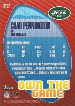 2003 Topps - Own the Game #OTG7 Chad Pennington Back