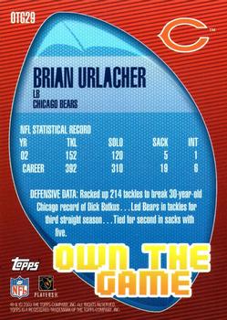 2003 Topps - Own the Game #OTG29 Brian Urlacher Back