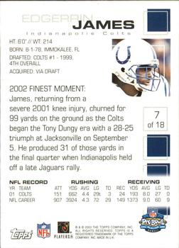 2002 Topps Pro Bowl Card Show #7 Edgerrin James Back