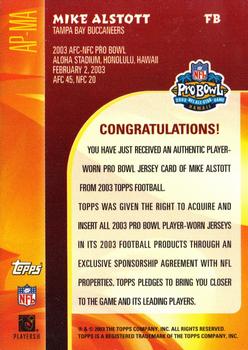 2003 Topps - Pro Bowl Jerseys #AP-MA Mike Alstott Back