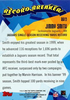 2003 Topps - Record Breakers #RB13 Jimmy Smith Back