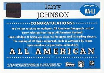 2003 Topps All American - Autographs #AA-LJ Larry Johnson Back