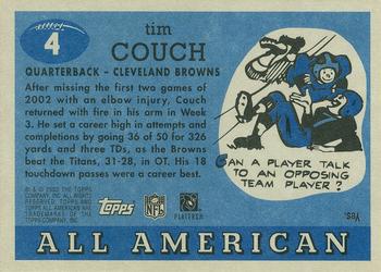 2003 Topps All American - Foil #4 Tim Couch Back