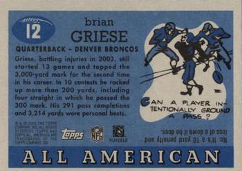 2003 Topps All American - Foil #12 Brian Griese Back