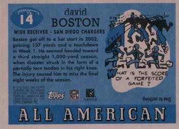 2003 Topps All American - Foil #14 David Boston Back