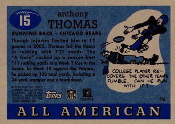 2003 Topps All American - Foil #15 Anthony Thomas Back